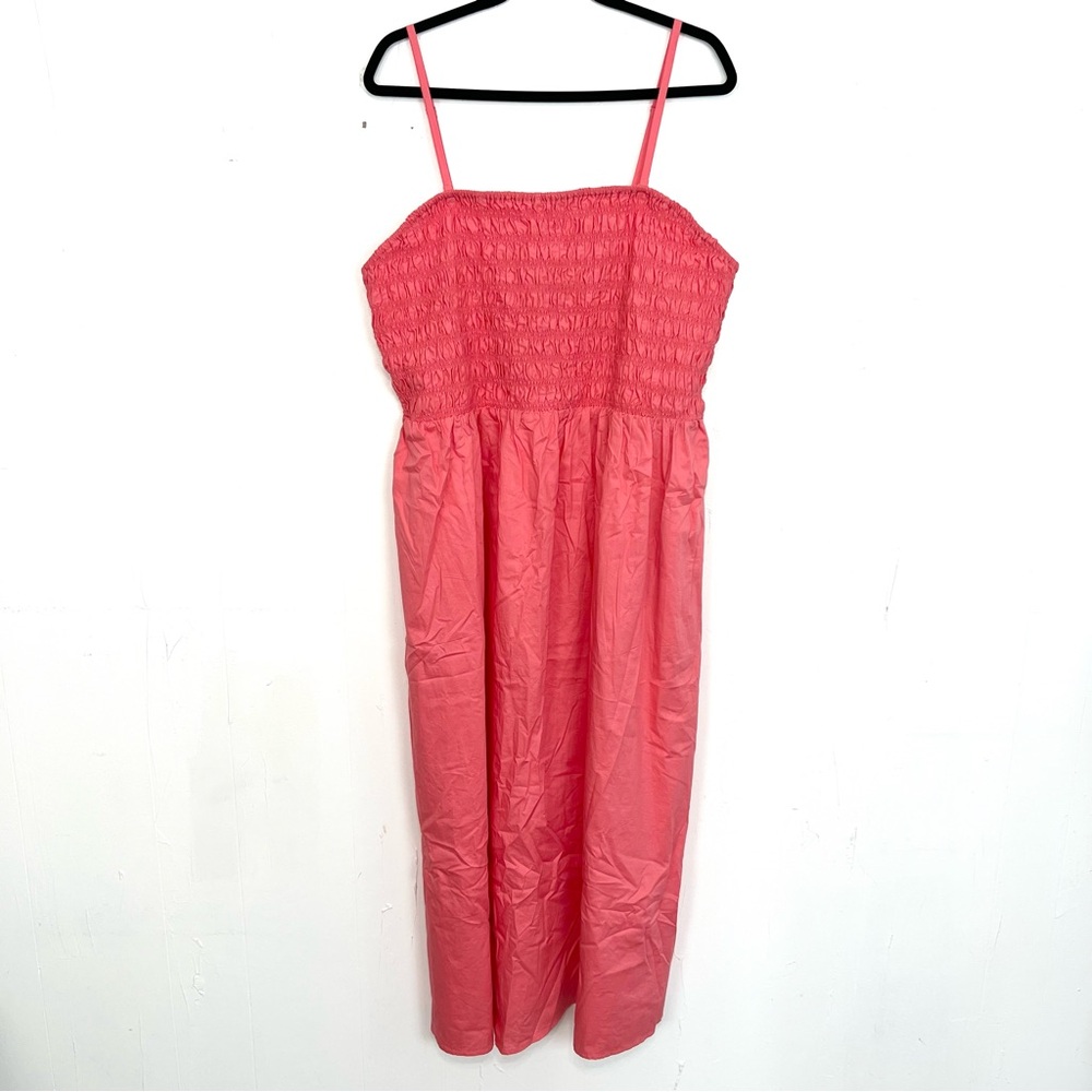 Old Navy Pink Smocked Bust Convertible Cotton Maxi Dress Cami Strapless 2X
